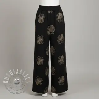 Viscosa con lino EMBROIDERY Flower Maya black