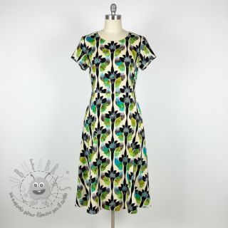 Viscosa con lino Artificial flower design A digital print