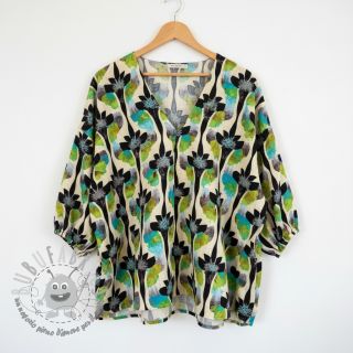 Viscosa con lino Artificial flower design A digital print