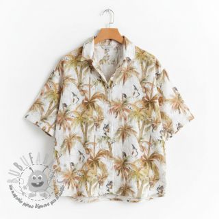 Viscosa con lino Crane bird design A digital print