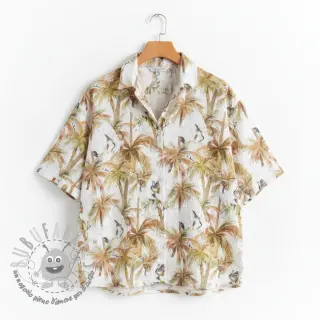 Viscosa con lino Crane bird design A digital print