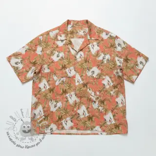 Viscosa con lino Crane bird design B digital print