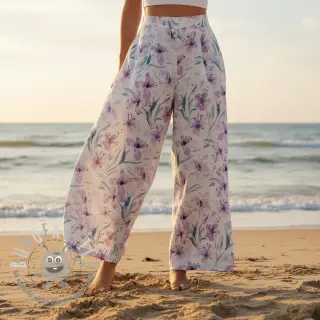 Viscosa con lino Natural Lin Laurel purple digital print