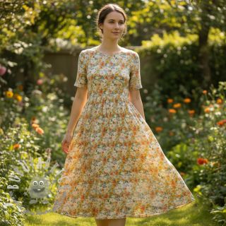 Viscosa con lino CREPE Flowers yellow digital print