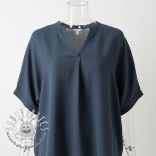 Viscosa con lino CRINCLE navy