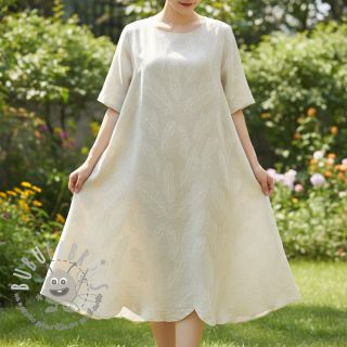 Viscosa con lino natural Leaves border