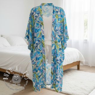 Viscosa SATIN Giselle blue digital print