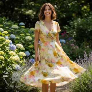 Viscosa SATIN Ambre yellow digital print