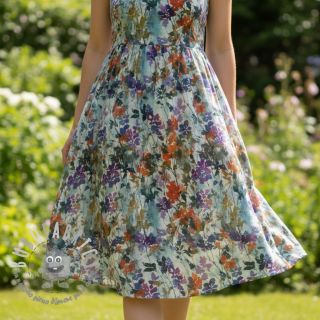 Viscosa SATIN Flowie Kin off white digital print