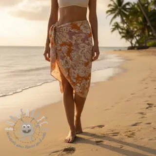Viscosa SATIN Flowie Noe orange digital print