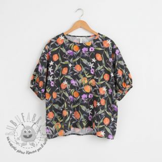 Viscosa SATIN Leaves and oranges digital print