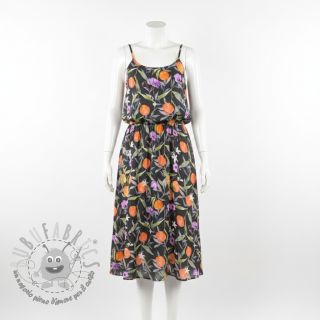 Viscosa SATIN Leaves and oranges digital print