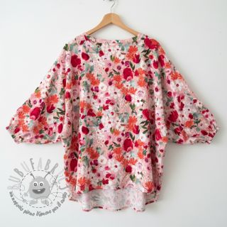 Viscosa SATIN Red flowers digital print