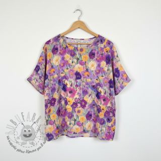 Viscosa SATIN Lavender flowers digital print