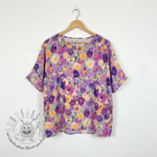 Viscosa SATIN Lavender flowers digital print