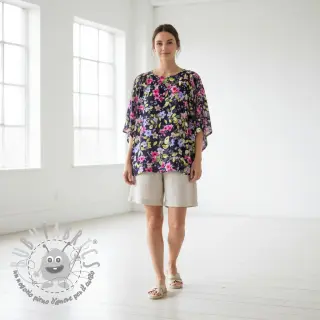 Viscosa RADIANCE Flower Uma navy digital print