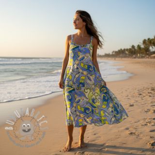 Viscosa RADIANCE Abstract paisley blue digital print