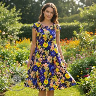 Viscosa RADIANCE Cornelia flowers purple digital print