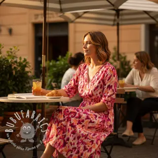 Viscosa STRETCH Ikat fuchsia