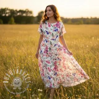 Viscosa LUREX Tossed flowers white digital print