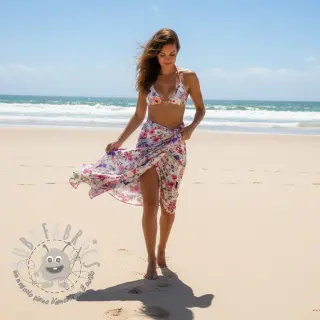 Viscosa LUREX Tossed flowers white digital print