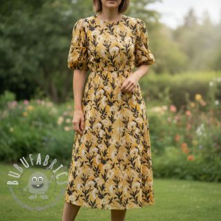 Viscosa LUREX White flowers ecru digital print