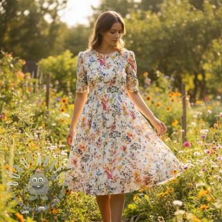 Lino con cotone Pretty florals deisgn A digital print