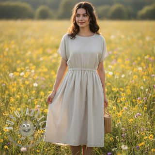 Lino con cotone Lira mini stripe beige