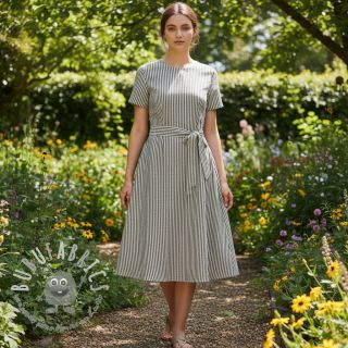 Lino con cotone Lira medium stripe black