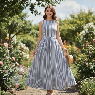 Lino con cotone Lira big stripe jeans