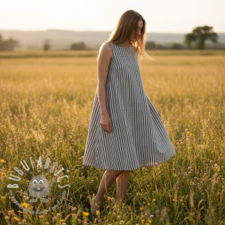 Lino con cotone Lira big stripe black