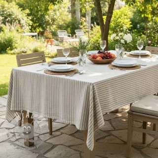 Lino con cotone Lira big stripe beige