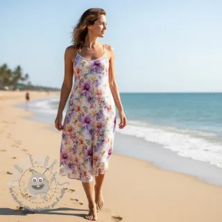 Lino con cotone Peony roses RAMIE light pink digital print