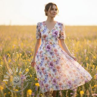 Lino con cotone Peony roses RAMIE light pink digital print