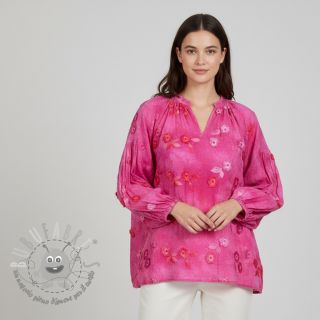 Tessuto di cotone TIE DYE EMBROIDERY Poppy design U