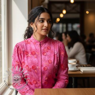 Tessuto di cotone TIE DYE EMBROIDERY Poppy design U