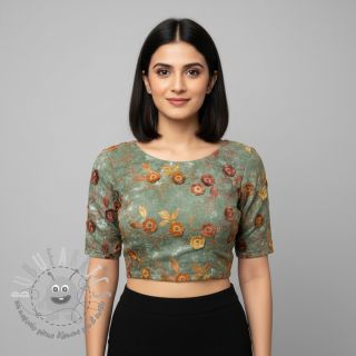 Tessuto di cotone TIE DYE EMBROIDERY Poppy design O