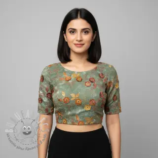 Tessuto di cotone TIE DYE EMBROIDERY Poppy design O