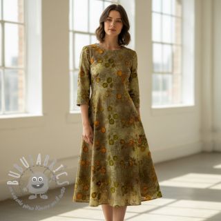 Tessuto di cotone TIE DYE EMBROIDERY Poppy design P