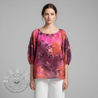 Tessuto di cotone TIE DYE EMBROIDERY Poppy design Q