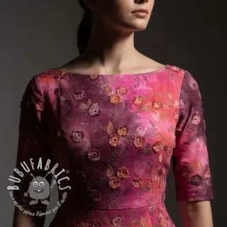 Tessuto di cotone TIE DYE EMBROIDERY Poppy design Q