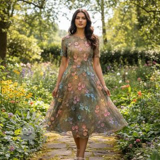 Tessuto di cotone TIE DYE EMBROIDERY Poppy design N