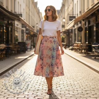 Tessuto di cotone TIE DYE EMBROIDERY Poppy design R