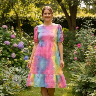 Tessuto di cotone EMBROIDERY Tie dye Della design B