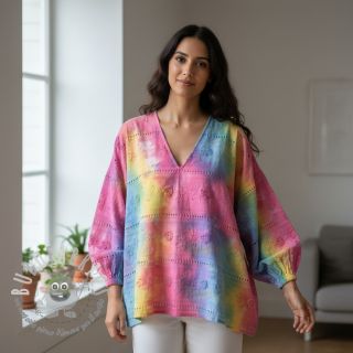 Tessuto di cotone EMBROIDERY Tie dye Della design B