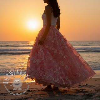 Tessuto di cotone TIE DYE EMBROIDERY Poppy design K