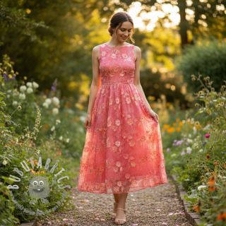 Tessuto di cotone TIE DYE EMBROIDERY Poppy design K