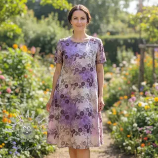 Tessuto di cotone TIE DYE EMBROIDERY Poppy design J