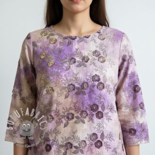 Tessuto di cotone TIE DYE EMBROIDERY Poppy design J