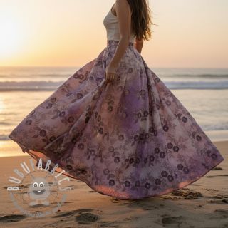 Tessuto di cotone TIE DYE EMBROIDERY Poppy design J